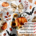 thumbnail image 2 of Halloween Cute Ghost Shower Curtain, Fall Harvest Pumpkin Bow Maple Leaves Bat Bathroom Shower Curtain Set, Funny Cartoon Spooky Halloween Festival Holiday Bathtub Decor with Hooks,70X70IN, 2 of 3