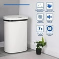 thumbnail image 2 of 13 Gallon Trash Can Automatic Kitchen Garbage Can with Lid Touchless Sensor Waste Bin Slim No Touch Stainless Steel Trash Can for Home, Living Room, Bedroom, Office （White）, 2 of 9