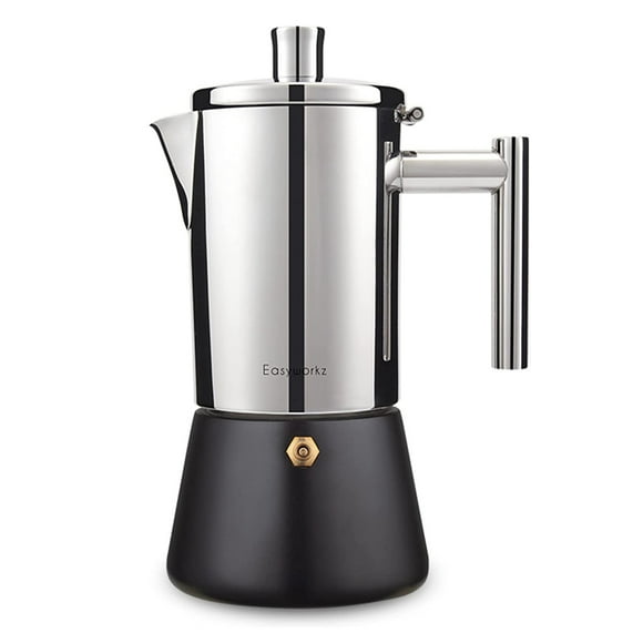Cafetera Italiana Easyworkz de Acero Inoxidable para Cocina de inducción 200 ml 2-4 Tazas Negro