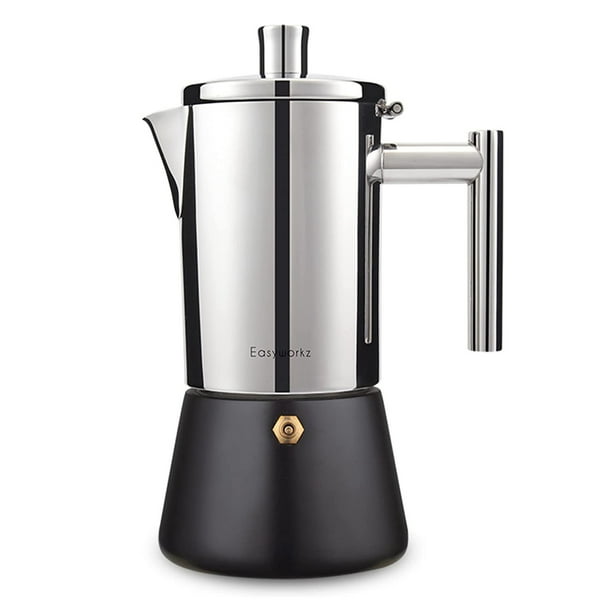 Cafetera Italiana Easyworkz de Acero Inoxidable 300 ml 4-6 Tazas Negro