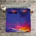 thumbnail image 3 of Ambesonne Nautical Quilted Bedspread Set 3 Pcs, Dream Sunset Magenta, Queen Size, Purple Blue, 3 of 3
