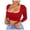 Red, variant on Long Sleeve Shirts for Women 2026 Spring Square Neck Bodycon Fitted Basic T-Shirt Cropped Tops