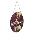 thumbnail image 1 of Welcome Porch Sign Round Wood Front Door Sign Home Wall Decor Wooden Material Decorative 1Pcs, 1 of 4
