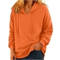 thumbnail image 2 of CQONEPT Womens Sweatshirts Dressy Casual Hoodies Fall Fashion Drawstring Clothes Solid Color Pullover Tops Orange 3XL, 2 of 2