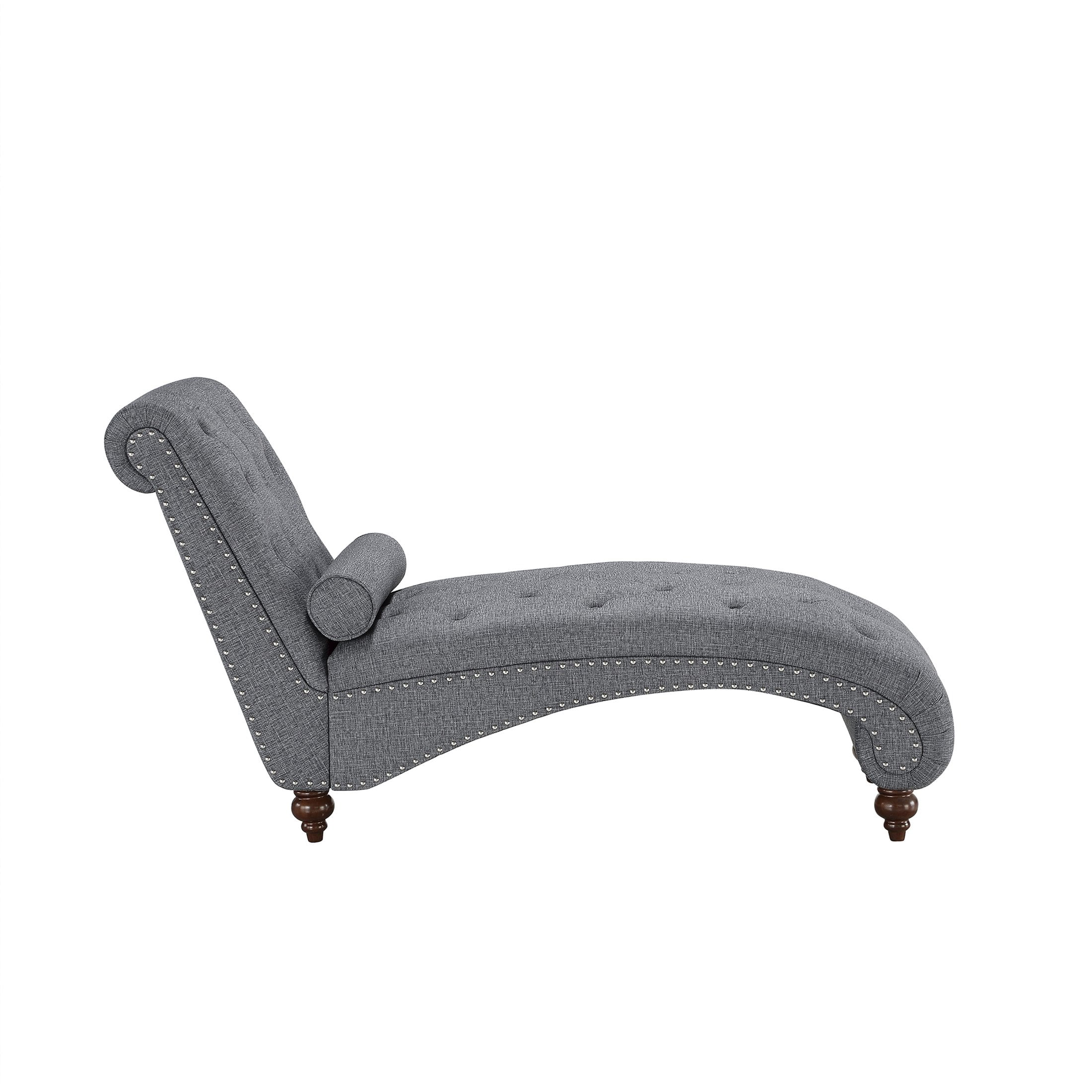 OakvillePark Gearhart Tufted Microfiber Chaise Lounge, Gray