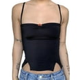 thumbnail image 1 of Faithtur Camisoles Unies pour Femmes, Sans Manches à Bretelles Spaghetti, Ourlet Fendu, Camisole Froncée, 1 of 5