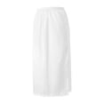 thumbnail image 2 of Sunisery Women Half Slips Elastic Waist Solid Color Satin Underskirt Lace Trim Skirt for Under Dresses, 2 of 6