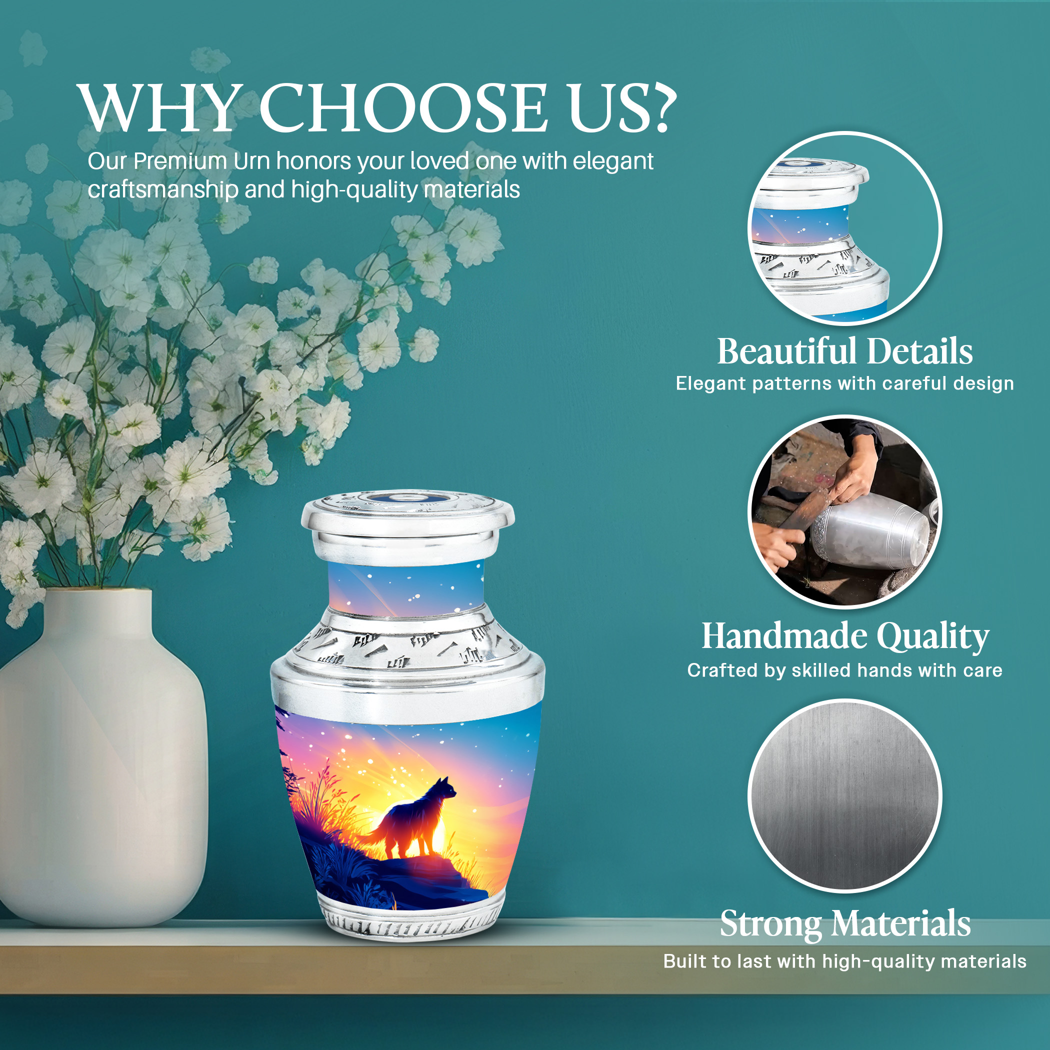 SABURIAL Cat Funeral Urns for Ashes - Human Remains for Mom & Dad - 3 Inch - Pack of 1 - Keepsakes Urn for Ashes - Cremation Burial Urn - Miniture Urns for Mom & Dad
