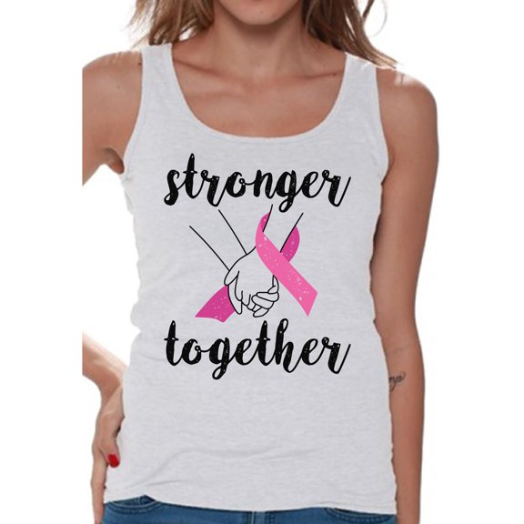 Awkward Styles Breast Cancer T-Shirt Stronger Together Tank Tops for Women