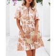 thumbnail image 4 of Vestido BTFBM para mujer, estampado floral, cuello en V, manga corta, volantes, 4 of 8