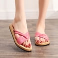 thumbnail image 1 of Sandalias de playa anudadas con correa de color sólido y tacones planos para mujer Wmkox8yii ytu8687, 1 of 6