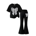 thumbnail image 5 of Tiijoy Toddler Girls Outfits Casual Bow Short Sleeve T-Shirt Flare Pants Set, Sizes 2-3, 5 of 5
