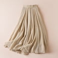 thumbnail image 5 of felwors Women's Cotton Linen Maxi Skirt - Flowy Boho Long Skirt with Ruffled Hem for Casual, Beach, Summer (Beige, L), 5 of 5