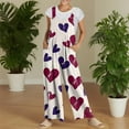 thumbnail image 7 of KDDYLITQ Womens Valentines Jumpsuit Sleeveless Wide Leg Overalls Floral Print Plus Size Button Strap Cute Elegant Romper with Pocket Light Purple L, 7 of 7