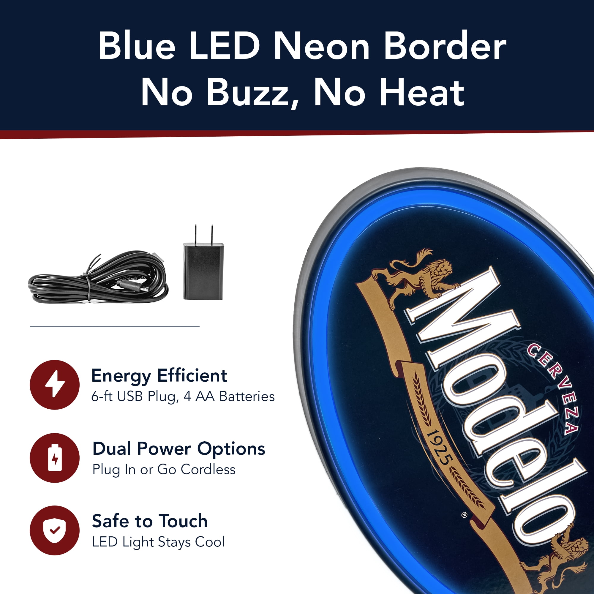 Officially Licensed Modelo Oval Neon LED Rope Wall Decorative Sign (16"x10")