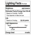 thumbnail image 6 of Vintage Non-Dimmable C35-4W LED Edison Bulbs with E12 Base, 80+ CRI, Warm White 2700K, 420 Lumens, Clear (Pack of 6), 6 of 6