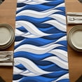 thumbnail image 5 of Table Runners 70 Inches Long Dress Scarves, Blue White Moire Farmhouse Coffee/Dining/Kitchen Table Decor, Holiday Table Runner, Modern Abstract Art 13x70 Inch, 5 of 9