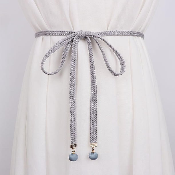 Women's Fashion Belt Style Waist Chain Rope Braided Dress Belt Casual Thin Belt For Ladies Dress1pcsgray