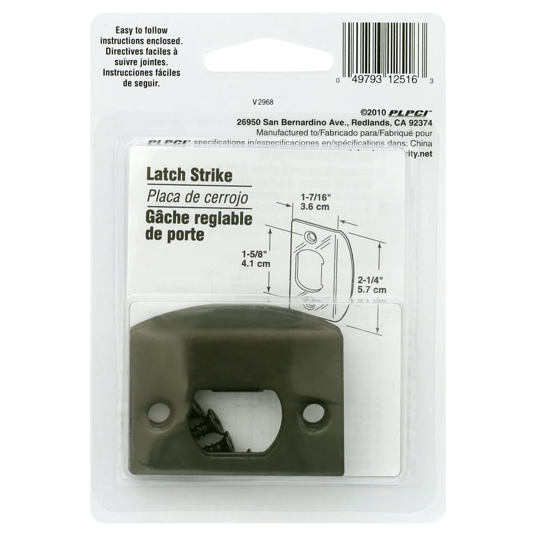 Door Latch Strike Plate, Steel Construction, Classic Bronze Finish Door Latch Strike Plate, Steel Construction, Classic Bronze Finish