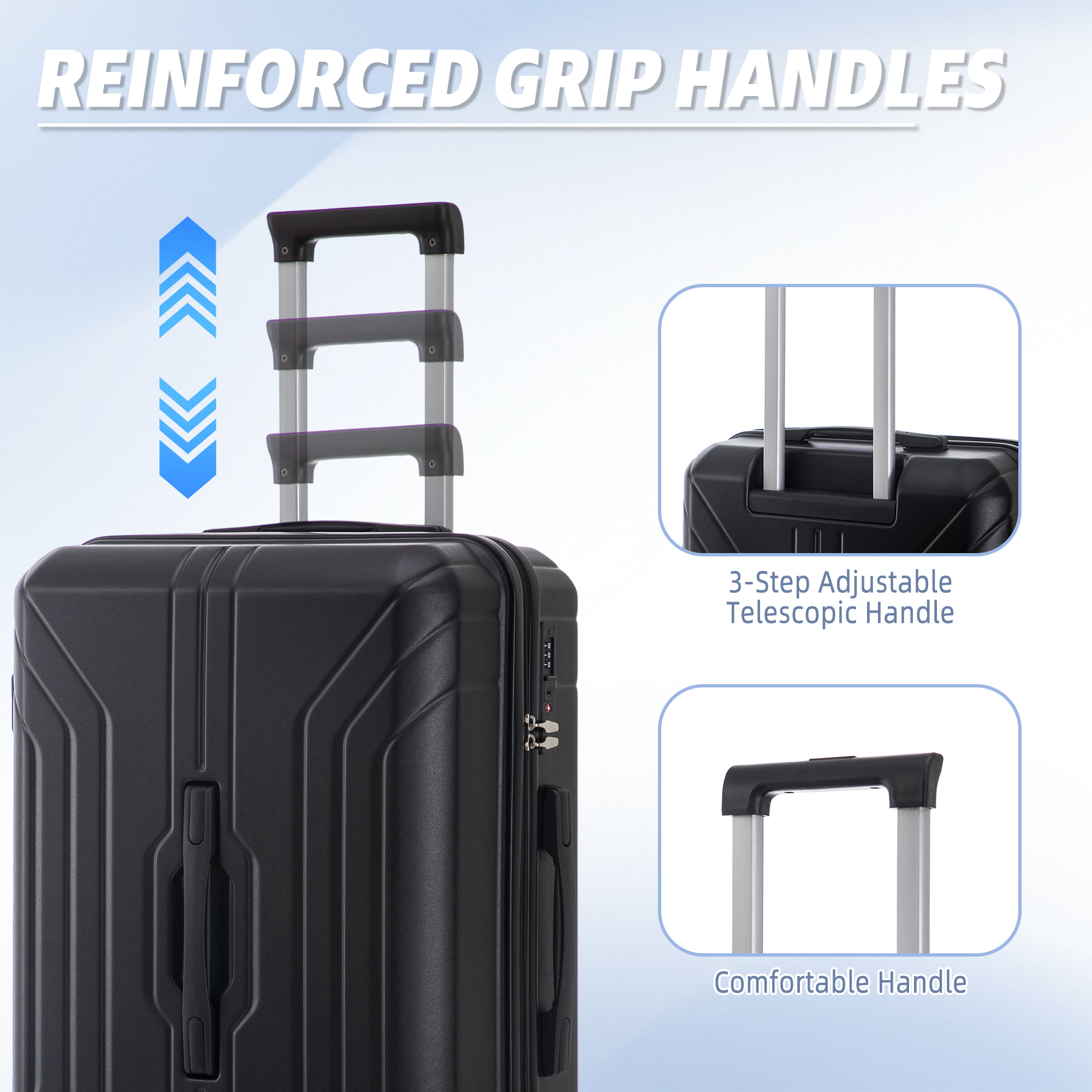 ABS Spinner Wheel Luggage, Carry on Suitcase with TSA Combination Lock