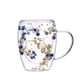 thumbnail image 1 of Vaso de vidrio elegante con diseño floral azul y blanco de 350 ml, 1 of 1