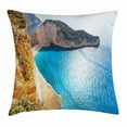 thumbnail image 1 of Greece Throw Pillow Cushion Cover, Idyllic and Tranquil Sea Landscapes on Zakynthos Island Coastline Wanderlust Picture, Decorative Square Accent Pillow Case, 16 X 16 Inches, Multicolor, by Ambesonne, 1 of 2