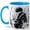 Blue, variant on Manga Shadow Warrior Coffee Mug, Dark Fantasy Anime Mug, Gamer Birthday Christmas Gift for Men, Black Blue Energy Fighter Character Art, 11 oz White Ceramic Coffee Cup