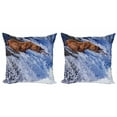 thumbnail image 1 of Ambesonne Nature Throw Pillow Cover 2 Pack, Grizzly Bear at Katmai, 20", White Brown, 1 of 2