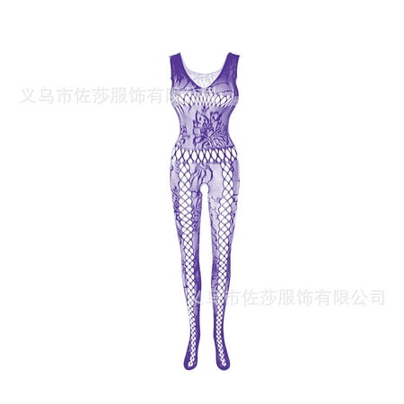 Generic One-Piece Sexy Lingerie Suit Women s Free Open Crotch Temptation Stockings Transparent Suspender Fishnet Clothes W308