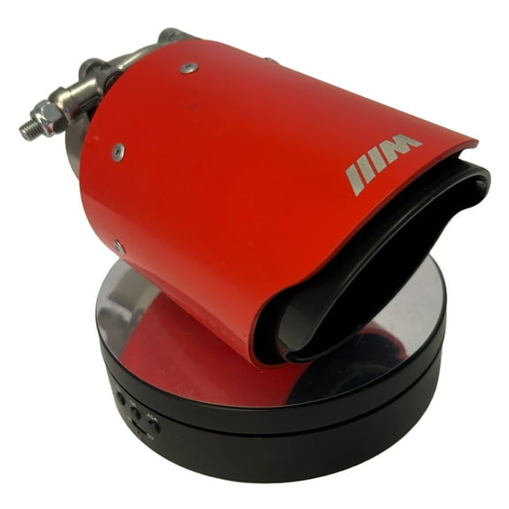 Monlion Exhaust Tip with Clamp | 5D M Logo Chrome Plated | Fits M3, M4, M5 | 304 Stainless Steel Exhaust Muffler | 63mm Inlet, 89mm Outlet | Car Exhaust Pipe Tip Red