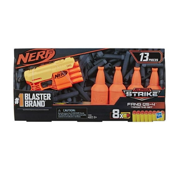 Nerf Alpha Strike Fang Qs-4 Targeting Set 8 Darts 13 Pieces, For Ages 8 and Above, Orange/Yellow