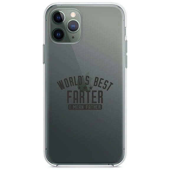 DistinctInk Clear Shockproof Hybrid Case for iPhone 12 / 12 PRO (6.1" Screen) - TPU Bumper Acrylic Back Tempered Glass Screen Protector - World's Best FARTER, I Mean Father