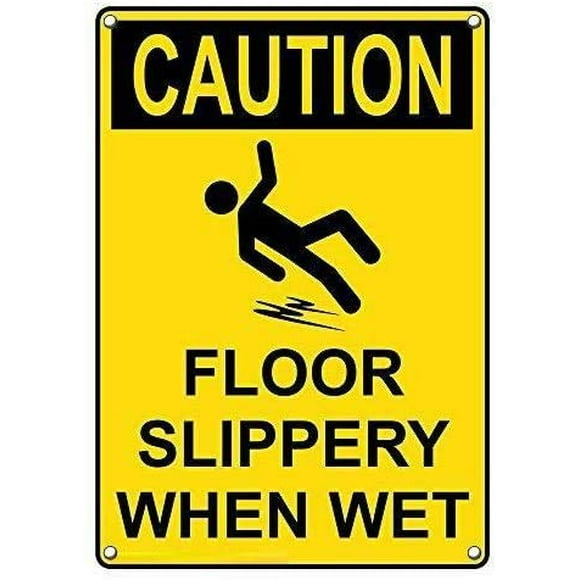 Caution Floor Slippery When Wet Funny Tin Sign Bar Pub Garage Diner Cafe Home Wall Decor Art 8x12 Inches