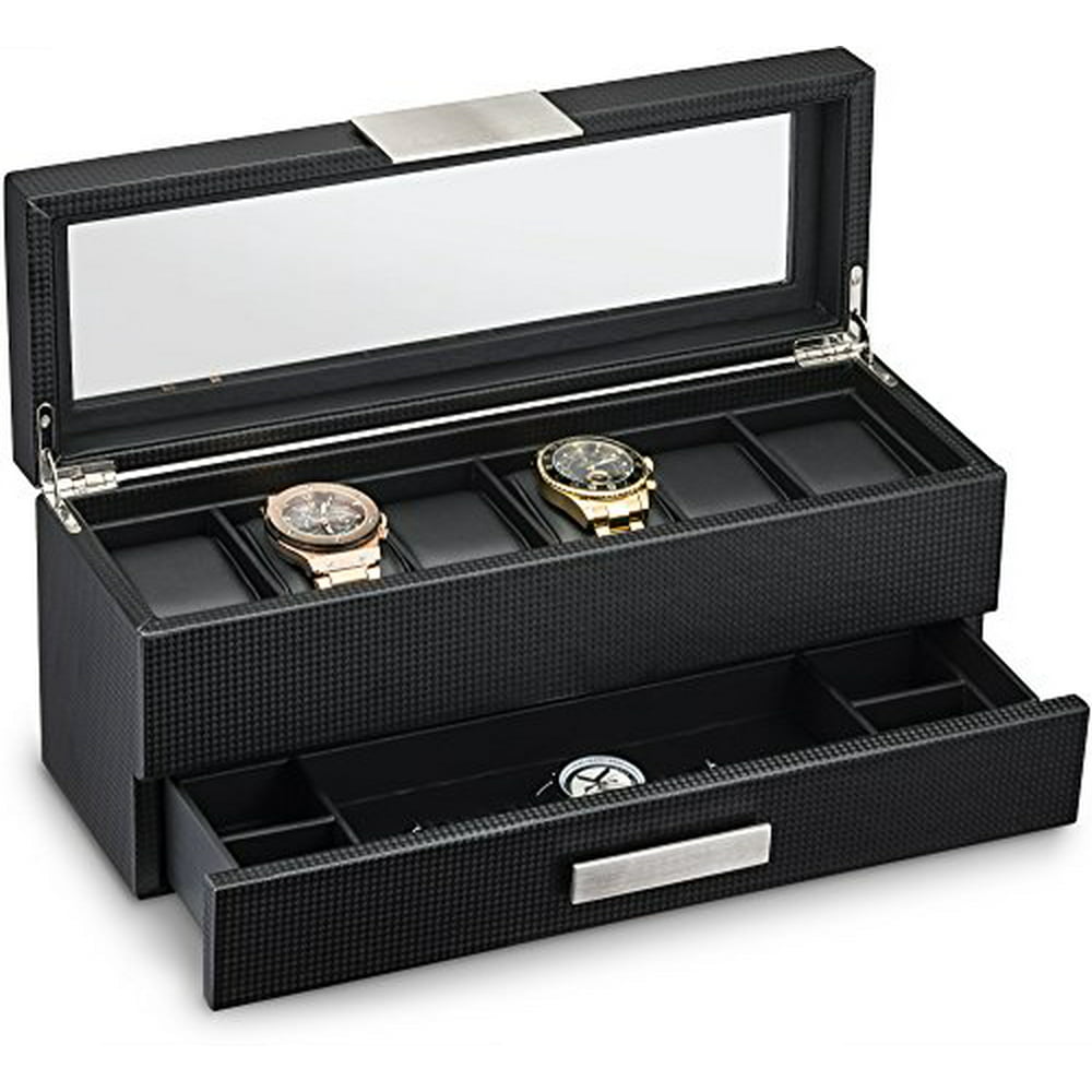 Glenor Co. Glenor Co Watch Box with Valet Drawer for Men