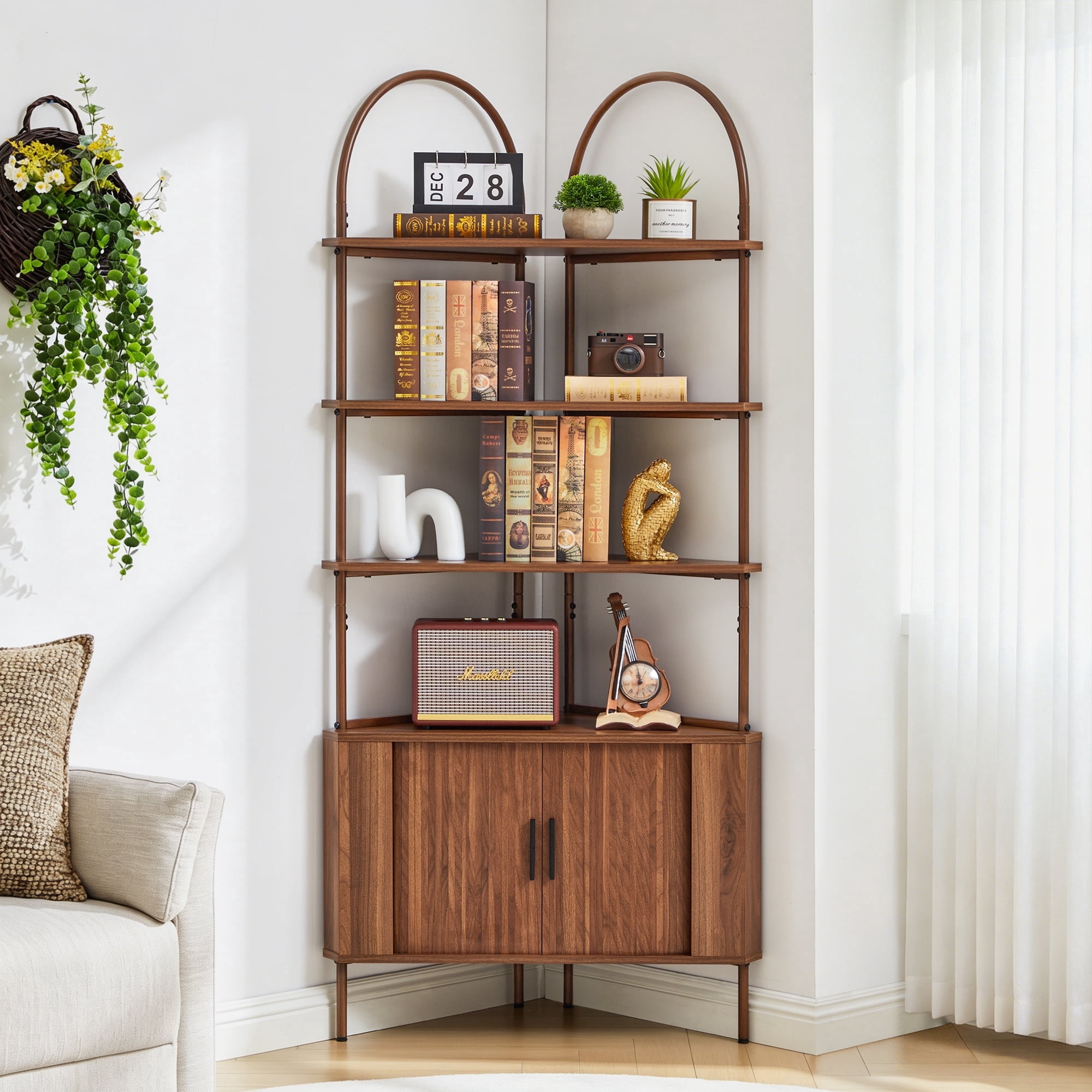 TMS Nordic Ladder Bookshelf, Walnut - Walmart.com