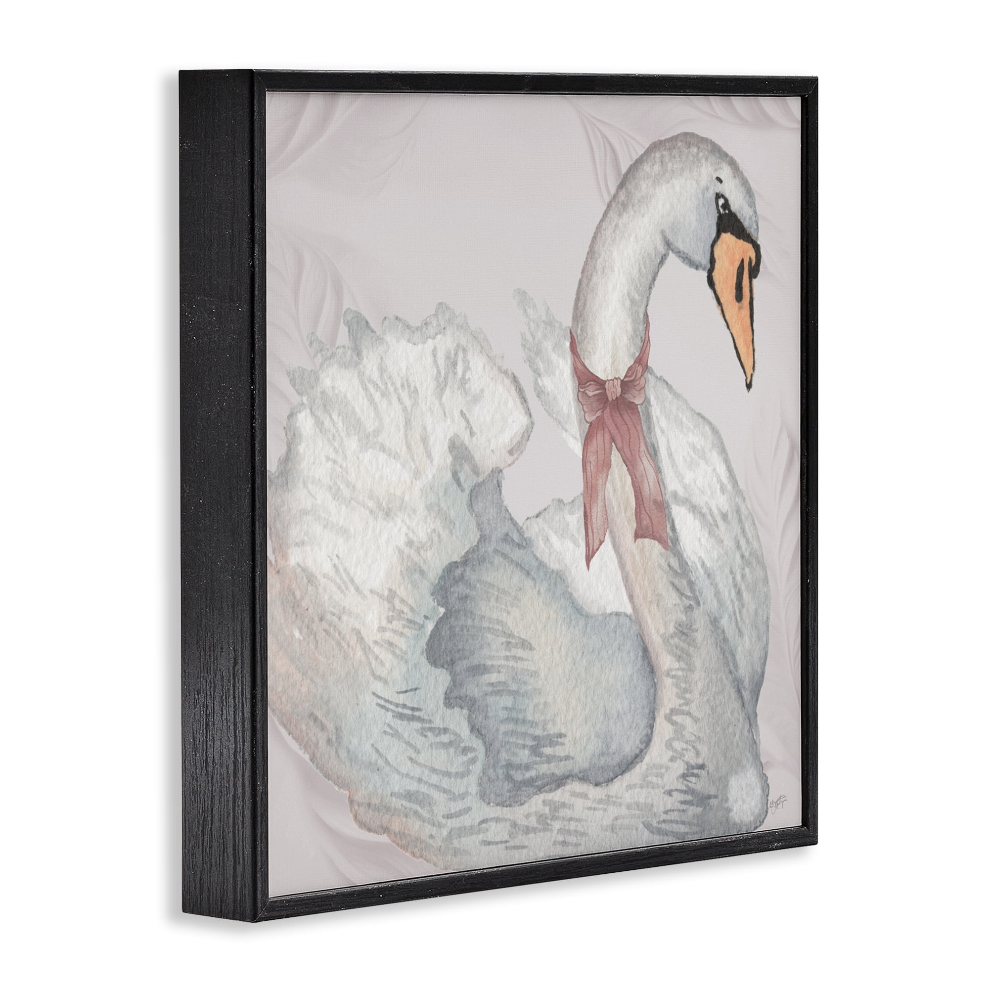 Stupell Industries Subdued Classic Swan Black Framed Giclee Art, design by Elizabeth Medley