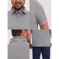 thumbnail image 7 of DARING DIVA Men's Big Tall Contrast Trim Short Sleeve Work Office Golf Shirts 3XL Gray, 7 of 7