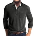 thumbnail image 2 of GZWYHT Mens T-Shirts,Mens Undershirts Autumn New Men's Fashion Comfortable Casual Long Sleeve Flip Tie Pocket T Shirt Underlay Tshirts Shirts,Workout Shirts Dark Gray XXL, 2 of 6