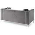 thumbnail image 3 of HomeStock Seaside Serenity Loveseat with Soft Velvet Channel Tufting, Stylish Pocketed Coil Cushions and Chrome Plated Legs, Includes Matching Throw Pillows-Color:Gray, 3 of 5