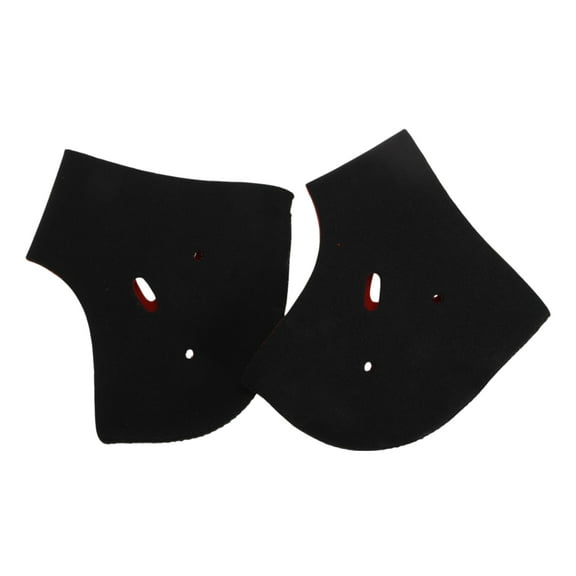 Unique Bargains 1 Pair Warm Heel Protectors for Travelling Black Red Nylon