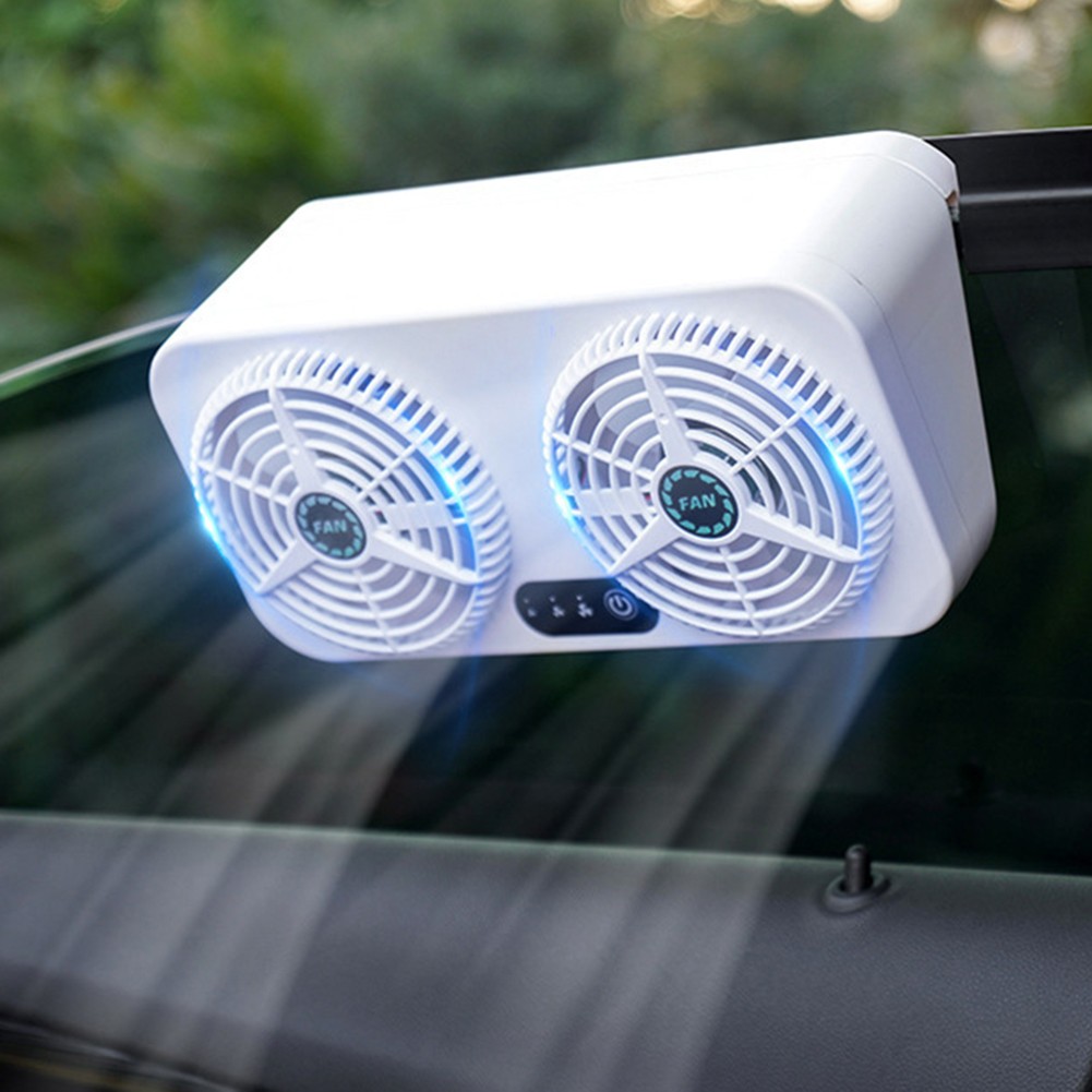 Car Ventilation Cooling Fan for Window Solar Powered Ventilator USB Rechargeable