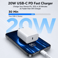 thumbnail image 4 of Diyanisly 2‑Pack 20W USB Type‑C Wall Fast Charger Block, 6FT Dual‑Style Charging Cables, Compatible with iPhone 17/16/15/14/13/12/11, 4 of 7