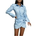 thumbnail image 2 of VKEKIEO Bodycon Dresses For Women Mini Long Sleeve Solid Blue L, 2 of 9