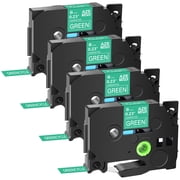 GREENCYCLE 4 Pack Compatible for Brother TZe-715 TZ-715 TZ715 TZ715 TZe Tape 6mm 0.23'' Laminated White on Green Label Tapes use in P-Touch PT-D210 PT-D400 PT-D600 Labeler Label Maker 26.2ft 8m