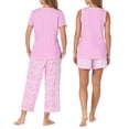 thumbnail image 2 of Carole Hochman Women's 4-Piece 100% Cotton Pajama Set – V-Neck T-Shirt, Tank, Capri Pants & Shorts with Drawstring & Pockets, Cyclemen Pink, Large, 2 of 2