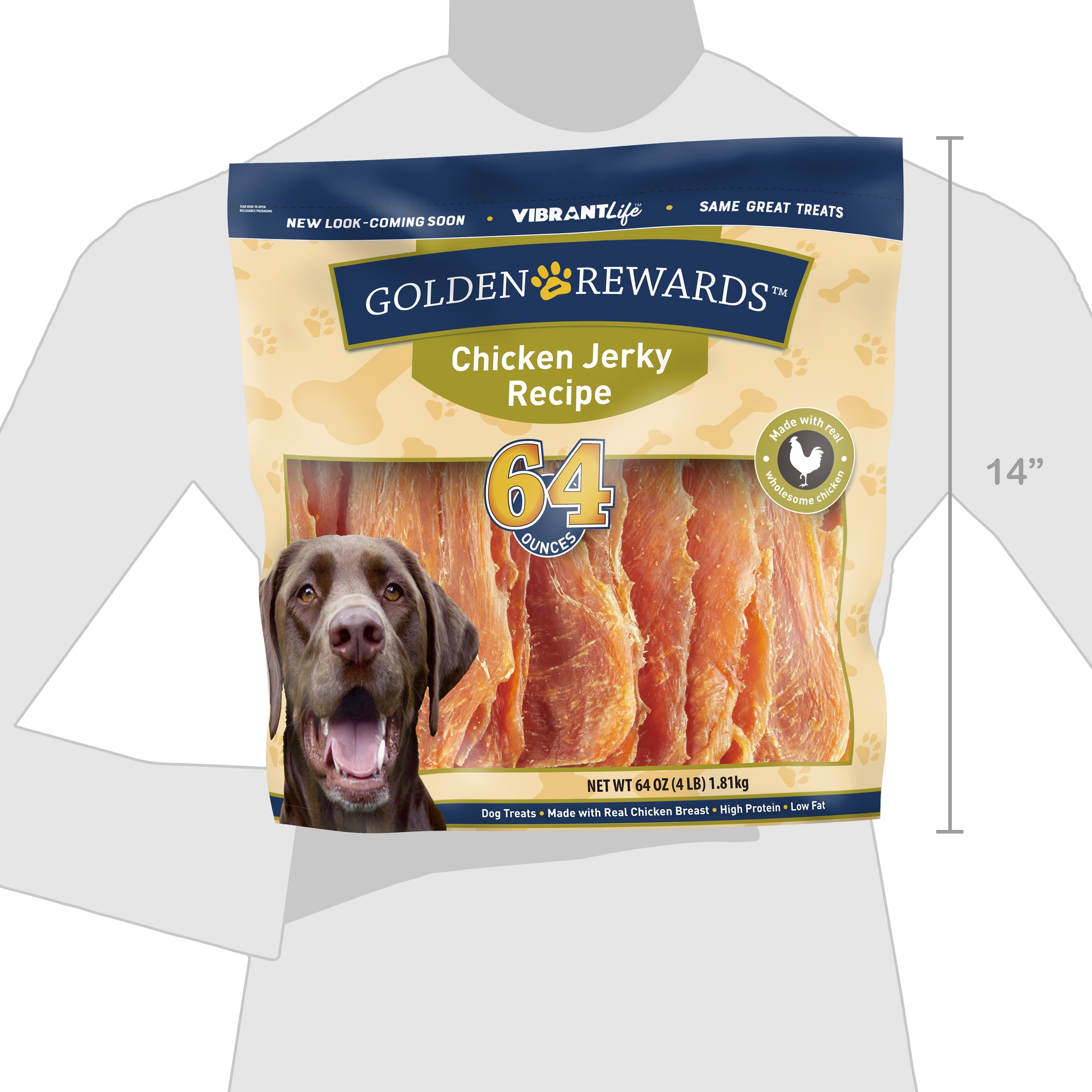 Golden Rewards Chicken Flavor Jerky Treats for Dogs 64 oz