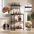 thumbnail image 7 of Behome Kitchen Bakers Rack with Power Outlet,Microwave Stand Station with 6 S Hooks,4 Tiers Kitchen Storage Shelf Rack for Kitchen, Dining Room,Living Room,Rustic Brown, 7 of 7