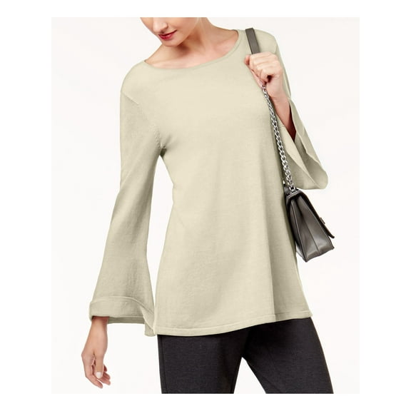 ALFANI $60 Womens New 1510 Beige Bell Sleeve Jewel Neck Tunic Casual Top L B B