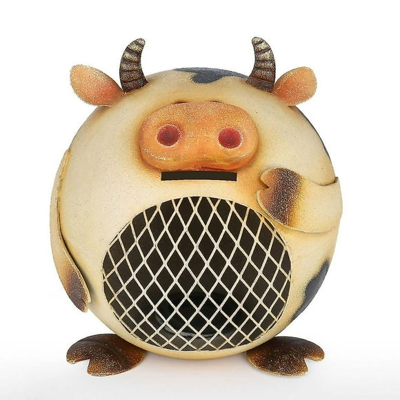 Tooarts Milk Cow Piggy Bank Animal Piggy Bank Iron Piggy Bank Room Ornament Friends and Family Gift Warm White