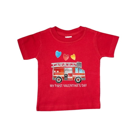 

Inktastic My 1st Valentine s Day Fire Truck with Hearts Gift Baby Boy or Baby Girl T-Shirt